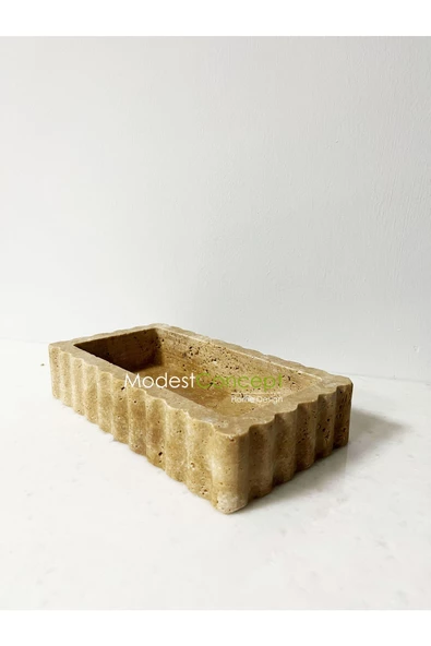 Modestmar Traverten kenar detaylı kase, takı kutusu ürün görseli