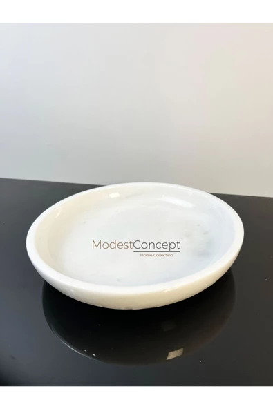 Modestmar Doğal Beyaz Mermer Kase 26cm, Mermer Tabak - 5