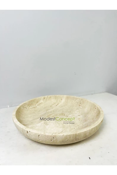 Modestmar Ivory Traverten Kase, Traverten Dekoratif Kase, Traverten Tabak 26cm - 2