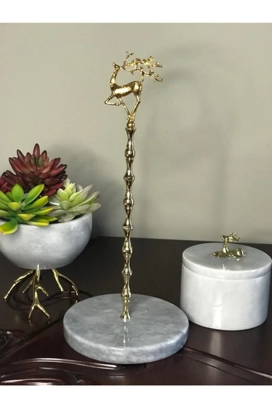 Modestmar Doğal Gri Mermer Havluluk Gold Geyik Objeli - 2