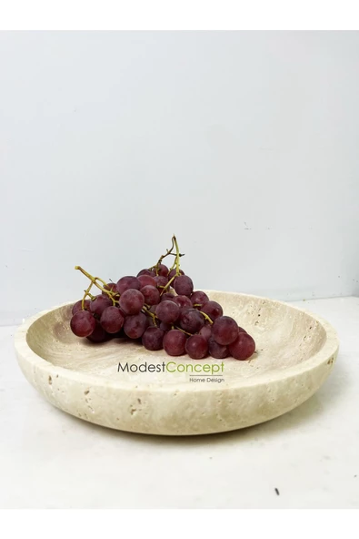 Modestmar Ivory Traverten Kase, Traverten Dekoratif Kase, Traverten Tabak 26cm - 3