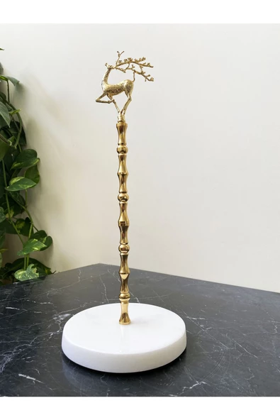 Modestmar Doğal Mermer Havluluk Pirinç Geyik Detaylı Gold Mrm0079 - 3