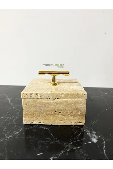 Modestmar Doğal Traverten Mermer Kase, Mermer Takılık, Organizer, Dekoratif Kase, Dekoratif Kutu - 5