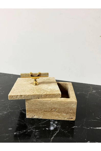 Modestmar Doğal Traverten Mermer Kase, Mermer Takılık, Organizer, Dekoratif Kase, Takı kutusu - 2