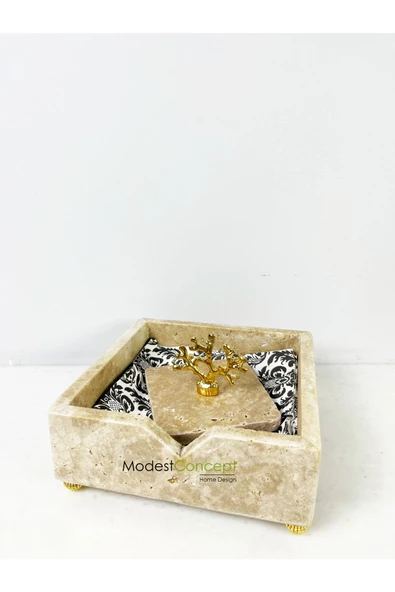 Modestmar Traverten Mermer Peçetelik Gold Mercan- Traverten Peçetelik - 4