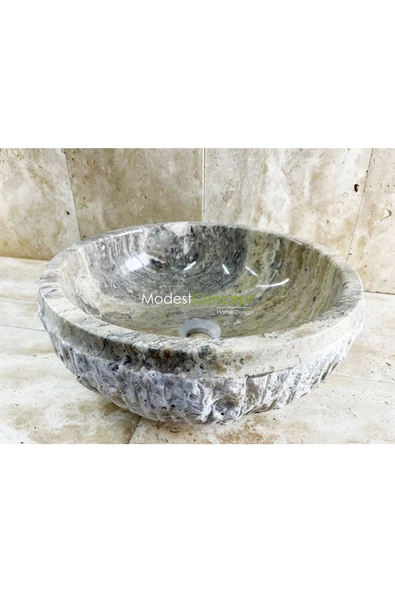 Modestmar Silver Traverten Lavabo Kenar Patlatmalı - 6