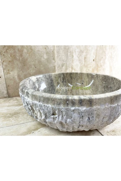 Modestmar Silver Traverten Lavabo Kenar Patlatmalı - 3