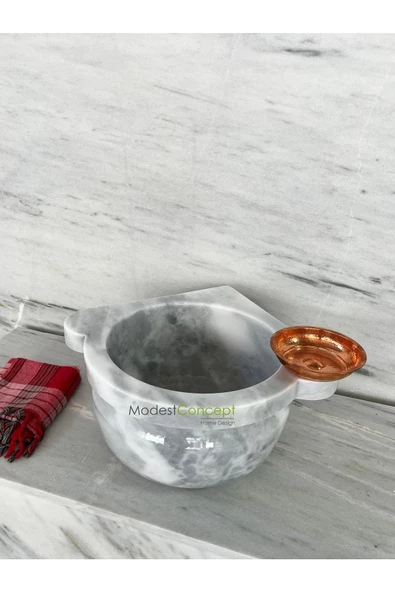 Modestmar Doğal Gri Mermer Köşe Kurna, Banyo Kurnası, Mermer Köşe Kurna
