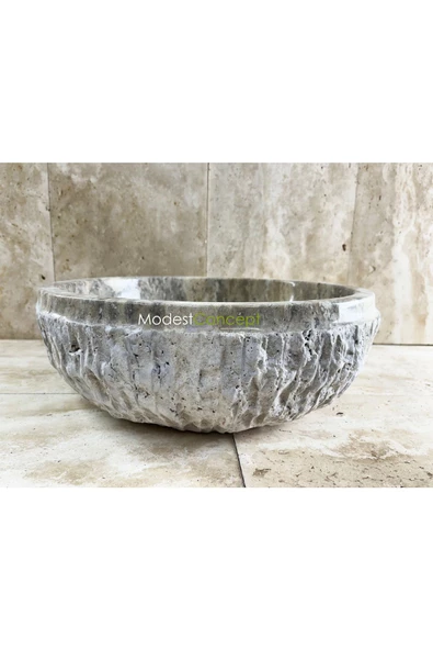 Modestmar Silver Traverten Lavabo Kenar Patlatmalı - 4