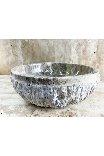 Modestmar Silver Traverten Lavabo Kenar Patlatmalı - 5