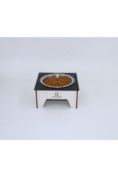 Petmagic Tekli Ekonomik Mama Kabı Ahşap - Çelik Kap
