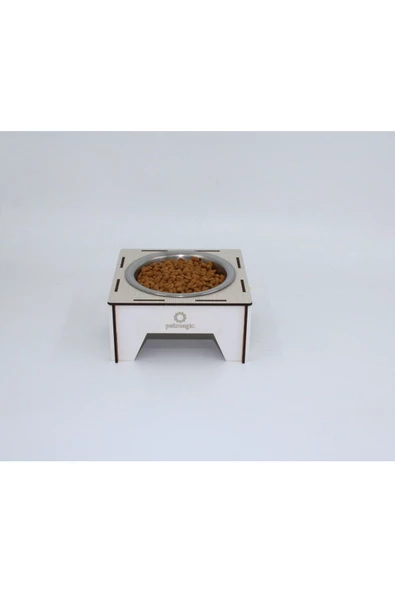 Petmagic Tekli Ekonomik Mama Kabı Ahşap - Çelik Kap - Resim 3