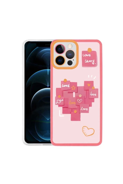 iPhone 13 Pro Max Uyumlu Zore M-Fit Desenli Kılıf-Love Story No2