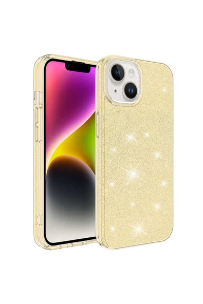 iPhone 14 Plus Uyumlu Zore Shining Silikon-Gold