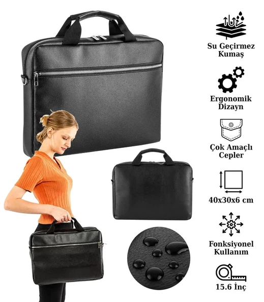 Notebook Laptop Macbook Evrak Çantası 13"-13.3"-14"-15.6" inç - 400 Siyah - 5