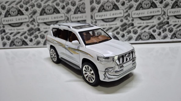 Diecast Model Araç Metal Oyuncak Araba Toyota Land Cruiser Prado 20 Cm Jeep far Stop Işık-seslı - 4