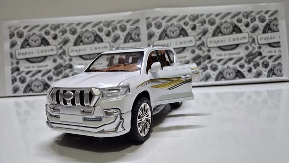 Diecast Model Araç Metal Oyuncak Araba Toyota Land Cruiser Prado 20 Cm Jeep far Stop Işık-seslı - 2