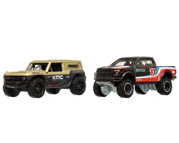 Hot Wheels Premium HRR77 Car Culture 2 Pack Ford Bronco R // '17 Ford F-150 Raptor - 2