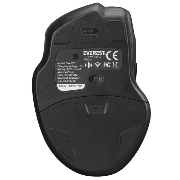 Everest SM-32BT Siyah Bluetooth / 2.4GHz İkisi Bir Arada 1600dpi Kablosuz Mouse Everest - 6