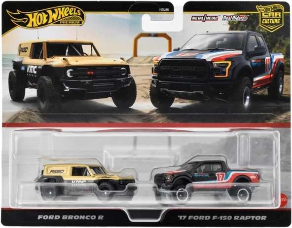 Hot Wheels Premium HRR77 Car Culture 2 Pack Ford Bronco R // '17 Ford F-150 Raptor