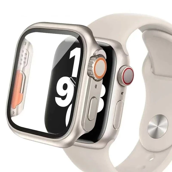 Sneezy Apple Watch 40mm Uyumlu Ultra 49mm Görünüme Dönüştürücü Kasa Ve Ekran Koruyucu  Starlight