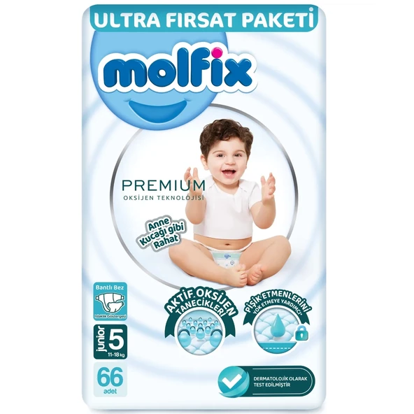 Molfix Premium Ultra Fırsat Paketi 5 Beden 66 Adet