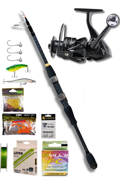 ROCK FISH 2,28M 3-16GR / BLACK CT 2000 TELESKOPİK SPİN OLTA SETİ