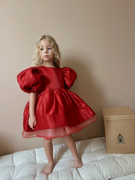 Daisy Kırmızı Kabarık Balerin Elbisesi - 4