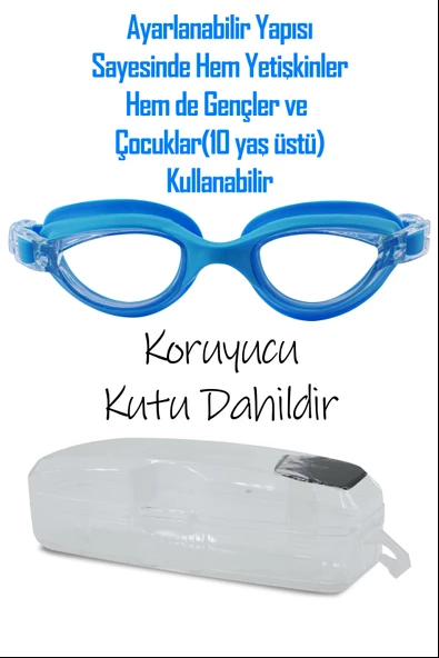 2li SET Boneli Yetişkin Yüzücü Gözlüğü Geniş Açı Su Geçirmez Yüzme Havuz Deniz Gözlük Mavi 1020 - 4