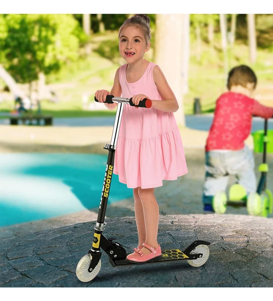 120 mm Silikon Teker, Boy Ayarlamalı Katlanır Metal Scooter - 2