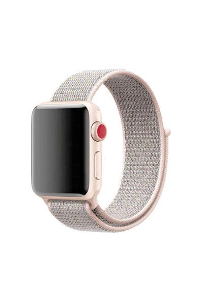 Apple Watch 38mm Kordonu Hasır Kordon Kayış Bileklik Krd-03 (5-pink Sand)