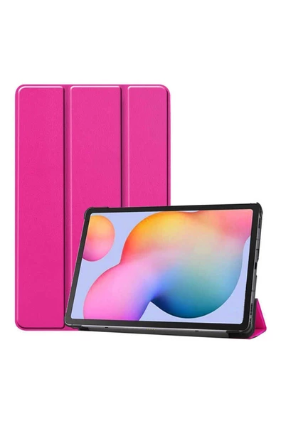 Lenovo Tab M10 TB-328F 3. Jenerasyon   Smart Cover Standlı 1-1 Kılıf-Pembe Koyu