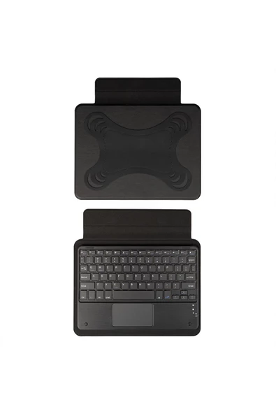 Border Keyboard 8" inç Universal Bluetooh Bağlantılı Standlı Klavyeli Tablet Kılıfı-Siyah