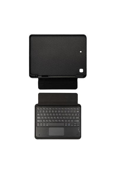 iPad 10.2 2021 (9.Nesil)  Uyumlu  Border Keyboard Bluetooh Bağlantılı Standlı Klavyeli Tablet Kılı