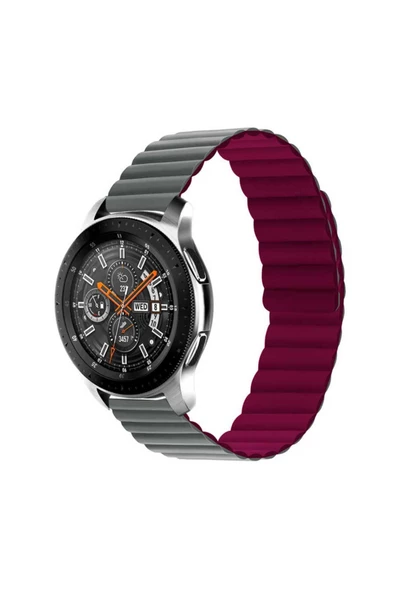 Galaxy Watch Active 2 40mm Uyumlu KRD-52 Kordon BSR Siyah-Kırmızı