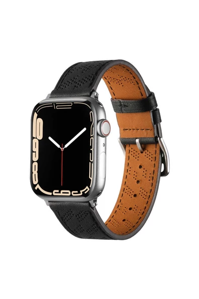 Apple Watch 7 45mm Kordon Kayış Pu Deri Strap Krd-76