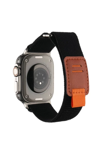 Apple Watch Ultra 49mm Hasır Kordon Zore KRD-106 Strap Kayış-Siyah