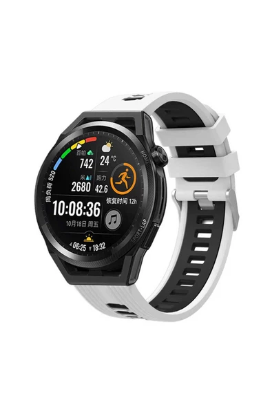 Gear S3 KRD-55 Uyumlu Zore Kordon-Beyaz-Siyah