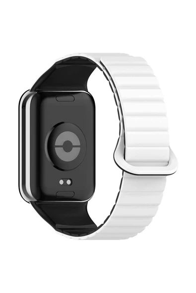 Xiaomi Mi Band 8 Pro Silikon Kordon Zore KRD-105 Strap Kayış-Beyaz-Siyah