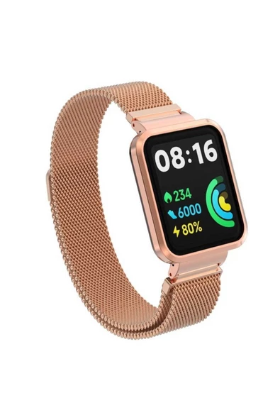 Xiaomi Redmi Watch 2 Lite Uyumlu KRD-58 Metal PAK Kordon Kırmızı