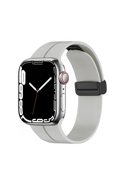 Apple Watch 7 45mm Uyumlu Zore KRD-84 Silikon Kordon, Starlight