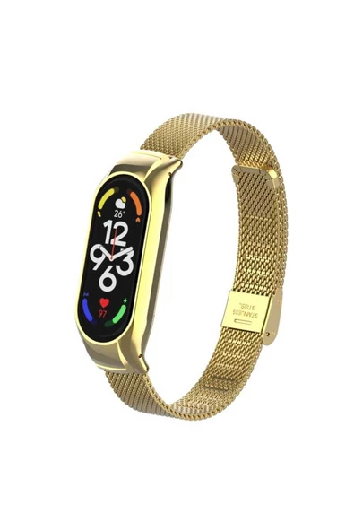 Xiaomi Mi Band 7 Uyumlu KRD-06 Metal YSF Kordon Gold