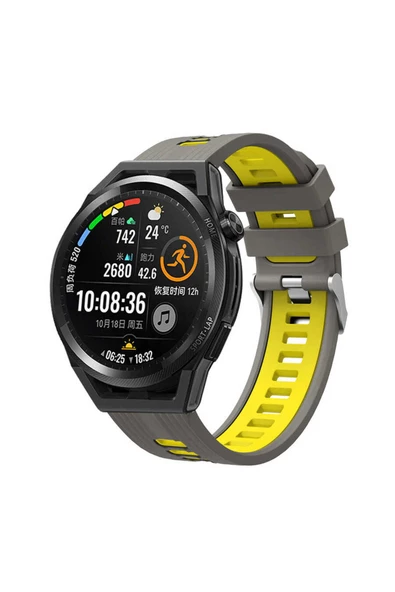 Galaxy Watch Active 2 44mm KRD-55 Uyumlu Zore Kordon Gri-Sarı