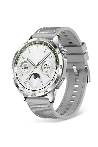 Galaxy Watch 46mm Uyumlu BTZ KRD-102 22mm Silikon Kordon-Gri