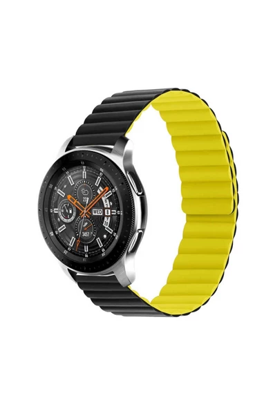 Galaxy Watch Active 2 44mm Uyumlu KRD-52 Kordon Casey Mobile Siyah-Sarı