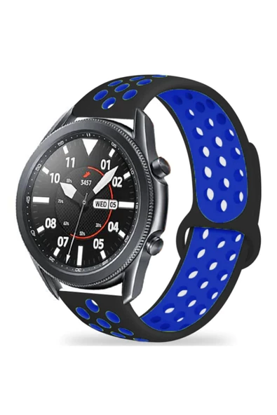 Gear S3 (22mm) KRD-02 Uyumlu Kordon-hlp-Siyah-Mavi