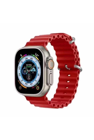 Apple Watch 7 45mm Uyumlu Zore KRD-75 Silikon Kordon, Kırmızı