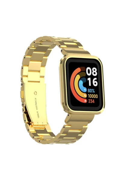 Xiaomi Redmi Watch (Mi Watch Lite) Uyumlu KRD-60 Metal PAK Kordon Gold