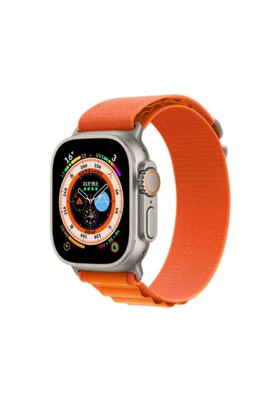 Apple Watch 42mm Uyumlu Kordon Alpine Hasır Örgü Zore KRD-74 Kumaş Kayış, Turuncu