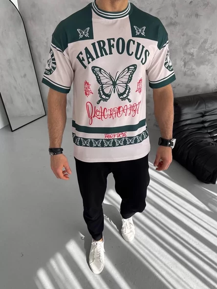Erkek Baskılı Tshirt - Mavi - 4